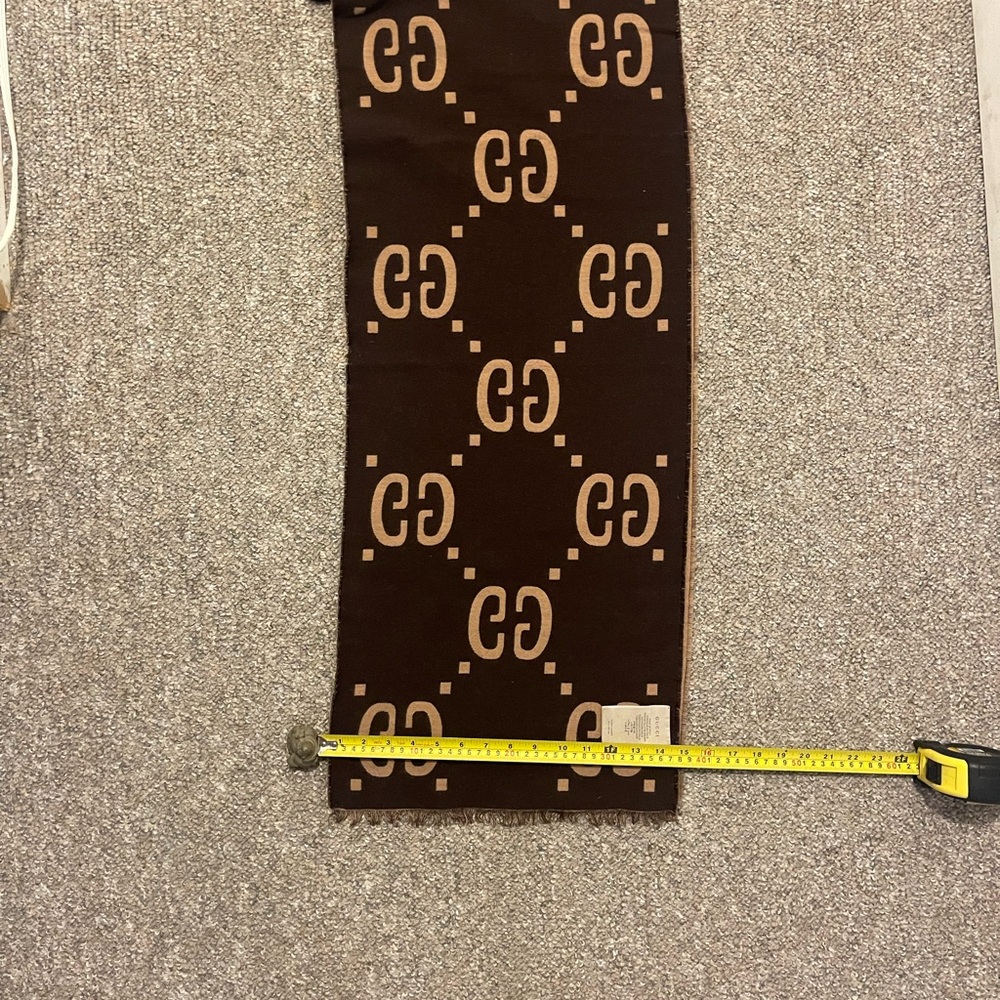 Authentic Gucci Brown and Tan Logo Scarf